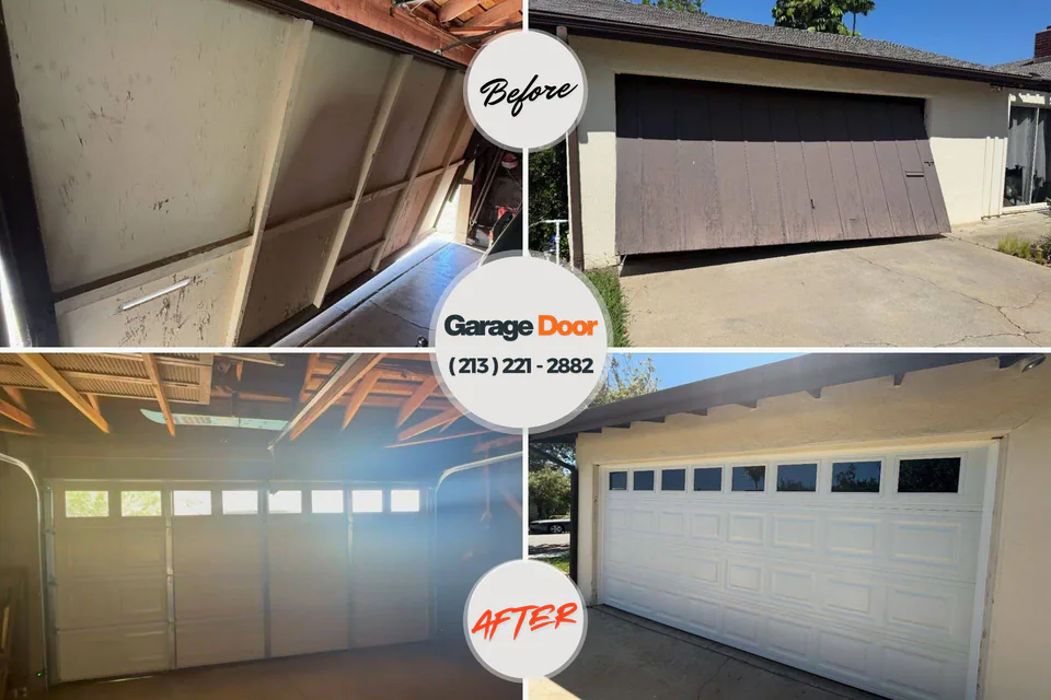 Before and after: garage door opener repair Moyie Springs, ID